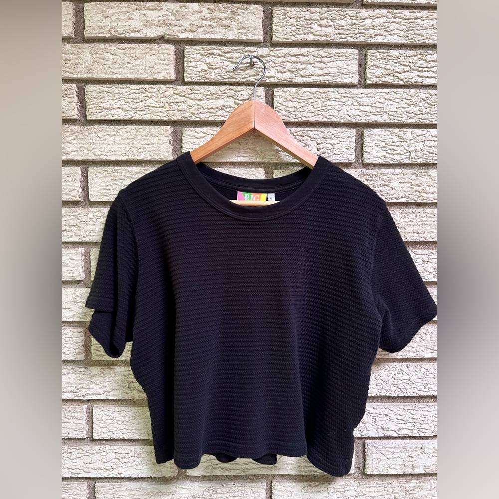 Big Bud Press cropped honeycomb tee black